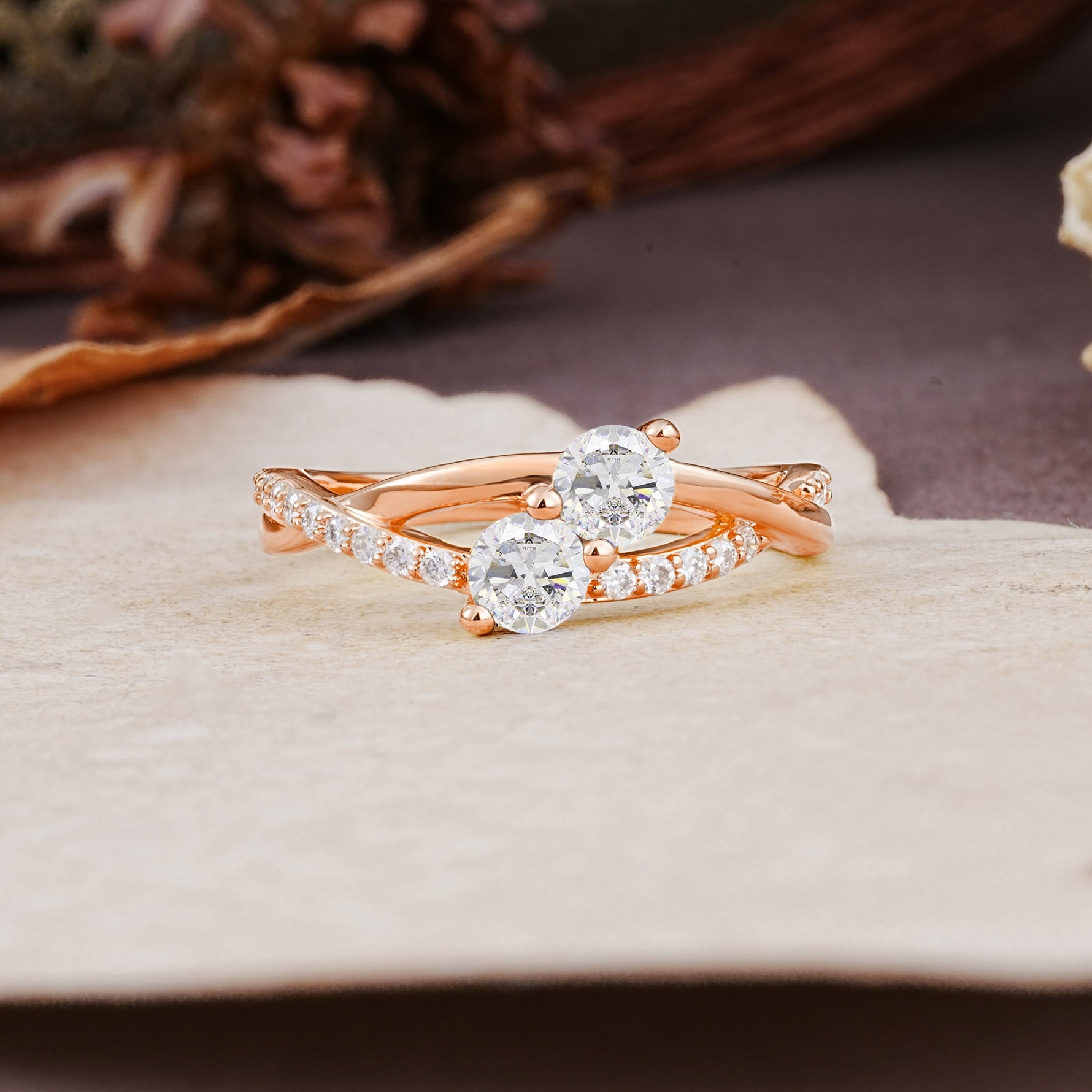 Unique Classic 3-Prong Round CutMoissanite Engagement Ring - Additional view