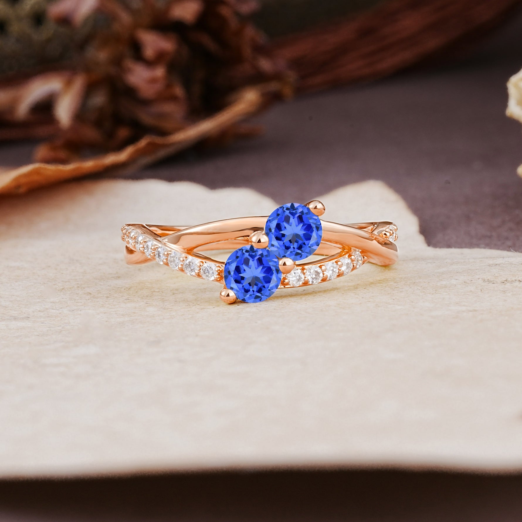 Unique Classic 3-Prong Round CutSapphire Engagement Ring - Additional view