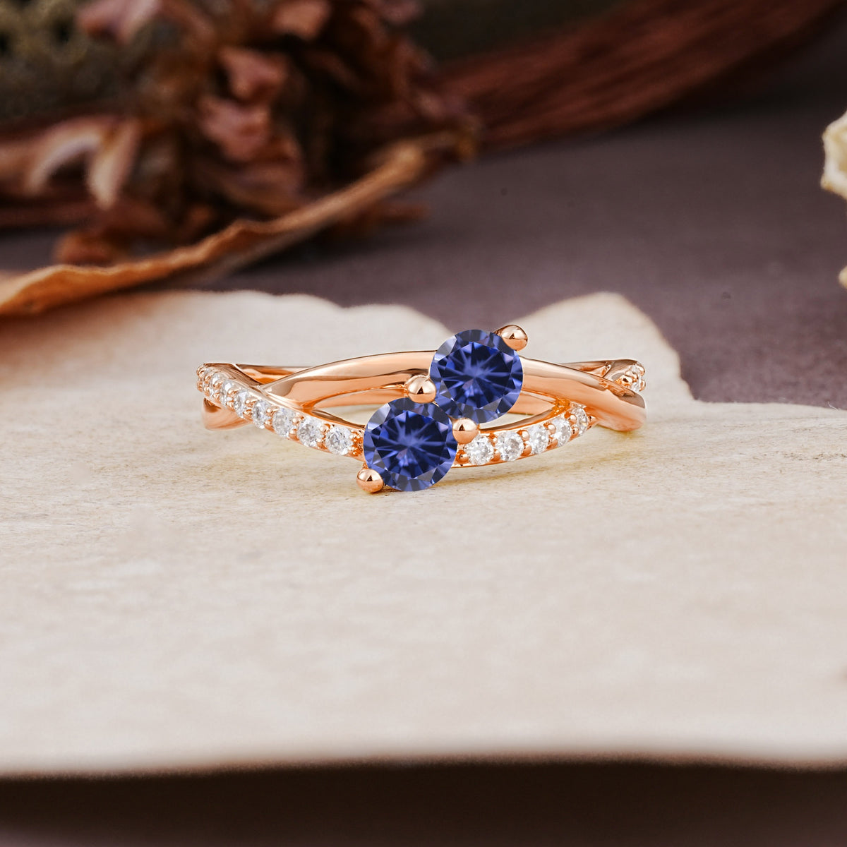 Unique Classic 3-Prong Round CutTanzanite Engagement Ring - Additional view