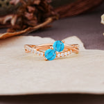 Unique Classic 3-Prong Round CutTurquoise Engagement Ring - Additional view