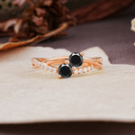 Unique Classic 3-Prong Round CutBlack Onyx Engagement Ring - Additional view