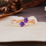 Unique Classic 3-Prong Round CutAmethyst Engagement Ring - Additional view