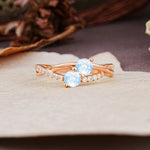 Unique Classic 3-Prong Round CutMoonstone Engagement Ring - Additional view