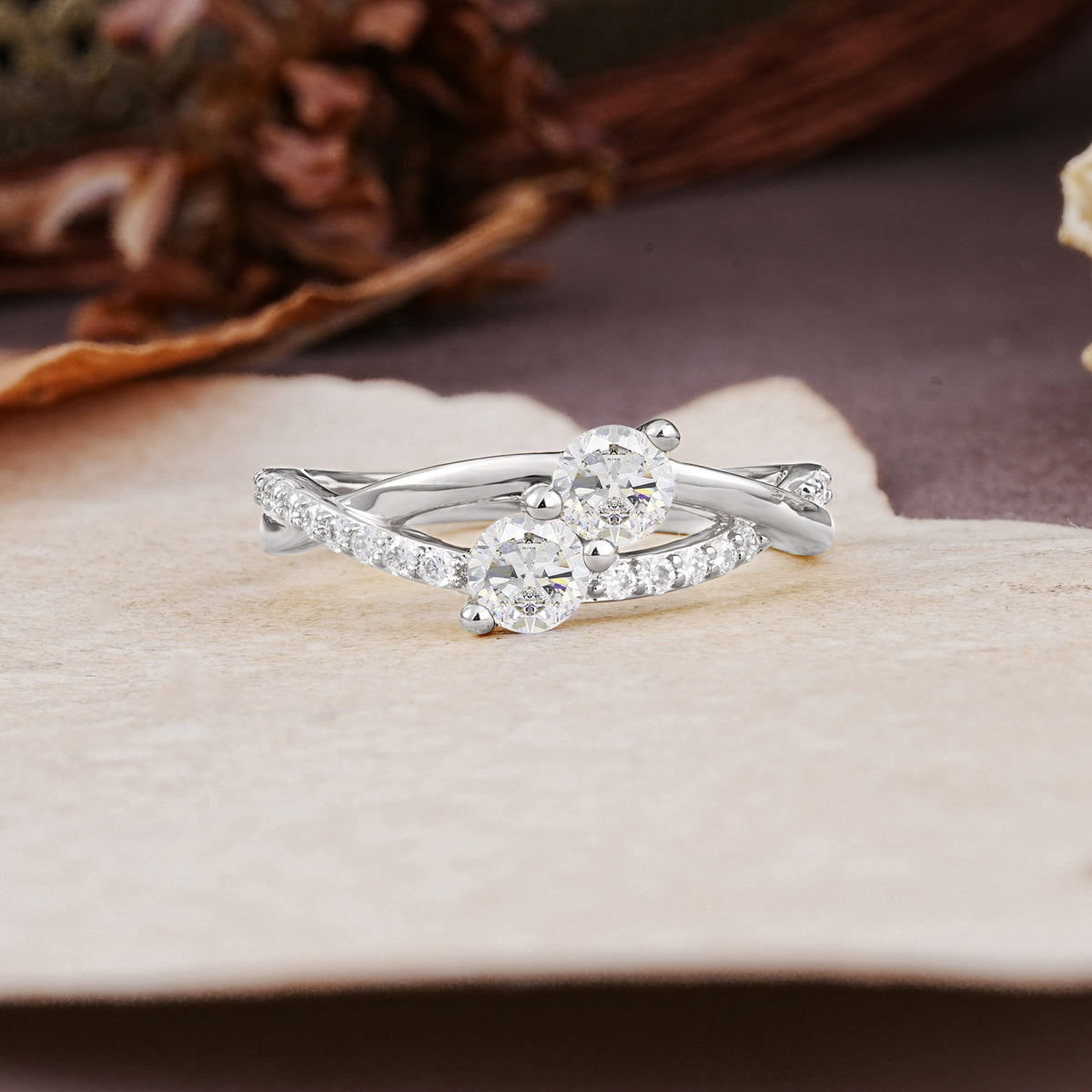Unique Classic 3-Prong Round CutMoissanite Engagement Ring - Additional view
