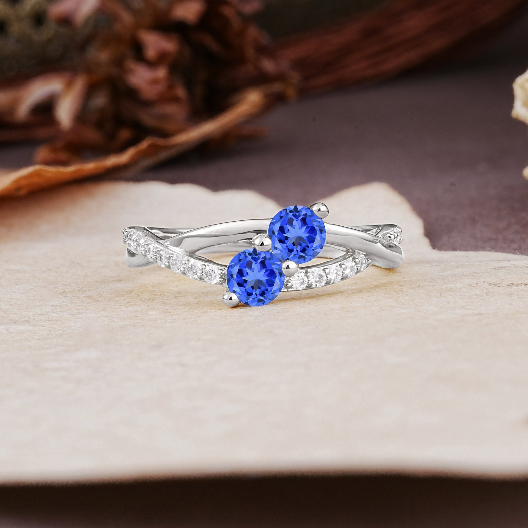 Unique Classic 3-Prong Round CutSapphire Engagement Ring - Additional view