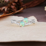 Unique Classic 3-Prong Round CutFire Opal Engagement Ring - Additional view