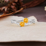 Unique Classic 3-Prong Round CutCitrine Engagement Ring - Additional view