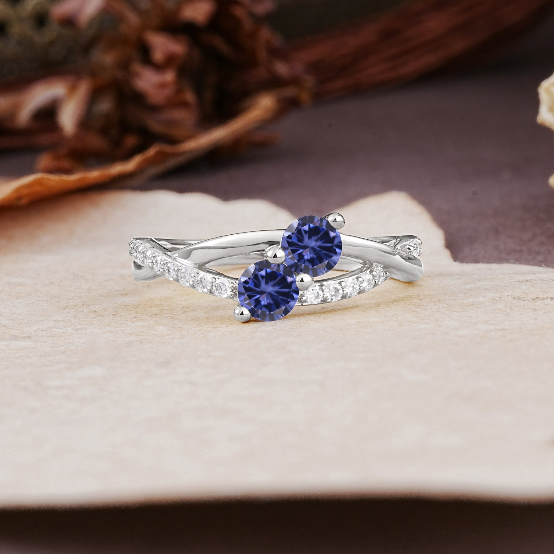 Unique Classic 3-Prong Round CutTanzanite Engagement Ring - Additional view