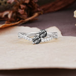 Unique Classic 3-Prong Round CutBlack Rutilated Quartz Engagement Ring - Additional view