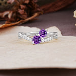 Unique Classic 3-Prong Round CutAmethyst Engagement Ring - Additional view