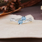 Unique Classic 3-Prong Round CutAquamarine Engagement Ring - Additional view