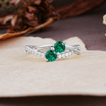 Unique Classic 3-Prong Round CutEmerald Engagement Ring - Additional view