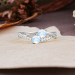 Unique Classic 3-Prong Round CutMoonstone Engagement Ring - Additional view