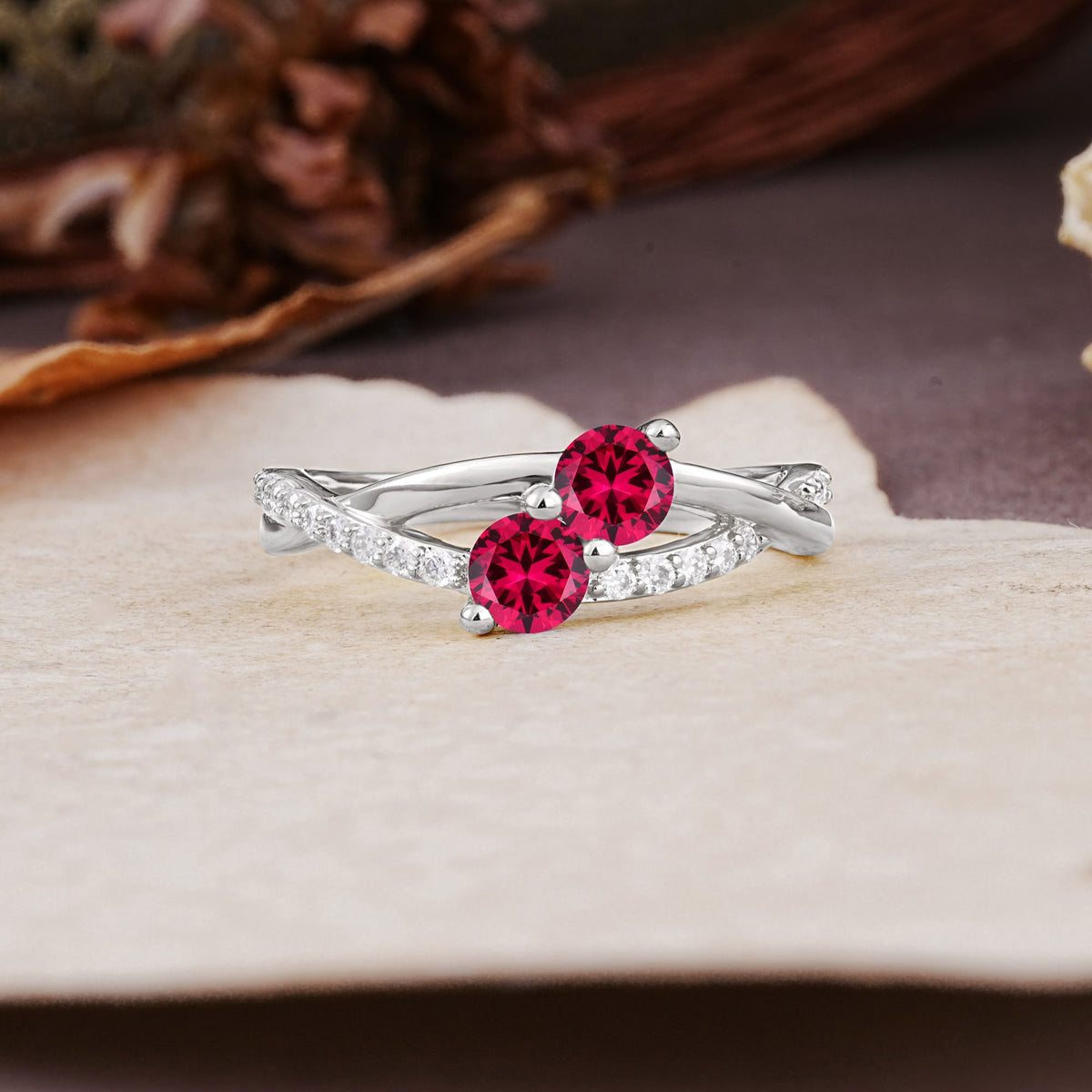 Unique Classic 3-Prong Round CutRuby Engagement Ring - Additional view