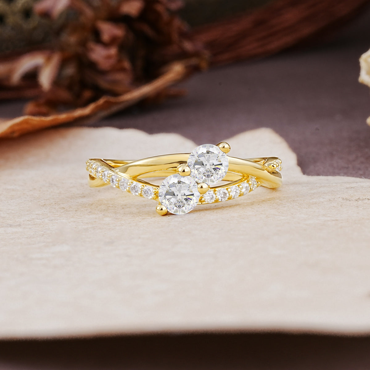 Unique Classic 3-Prong Round CutMoissanite Engagement Ring - Additional view
