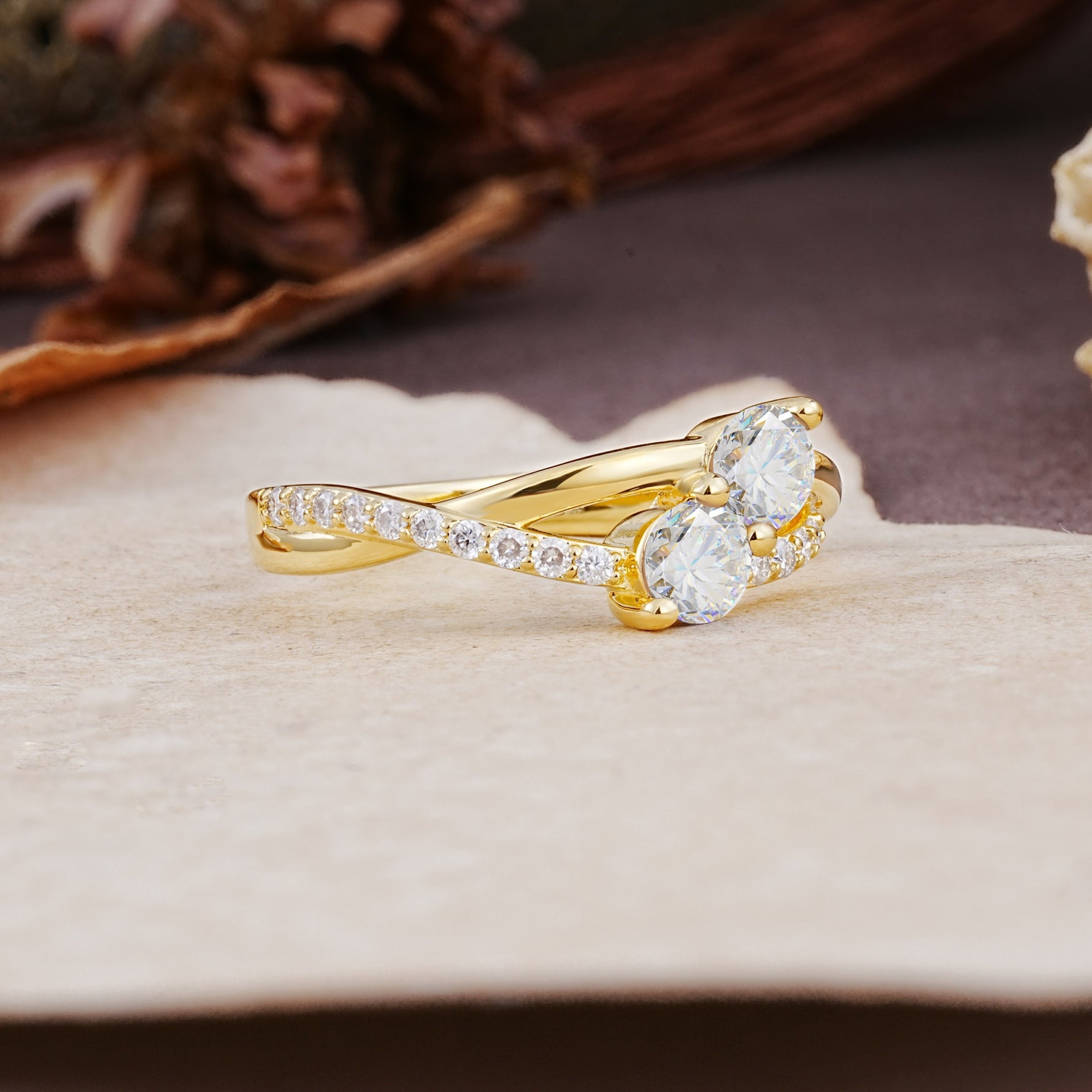 Unique Classic 3-Prong Round CutMoissanite Engagement Ring - Additional view