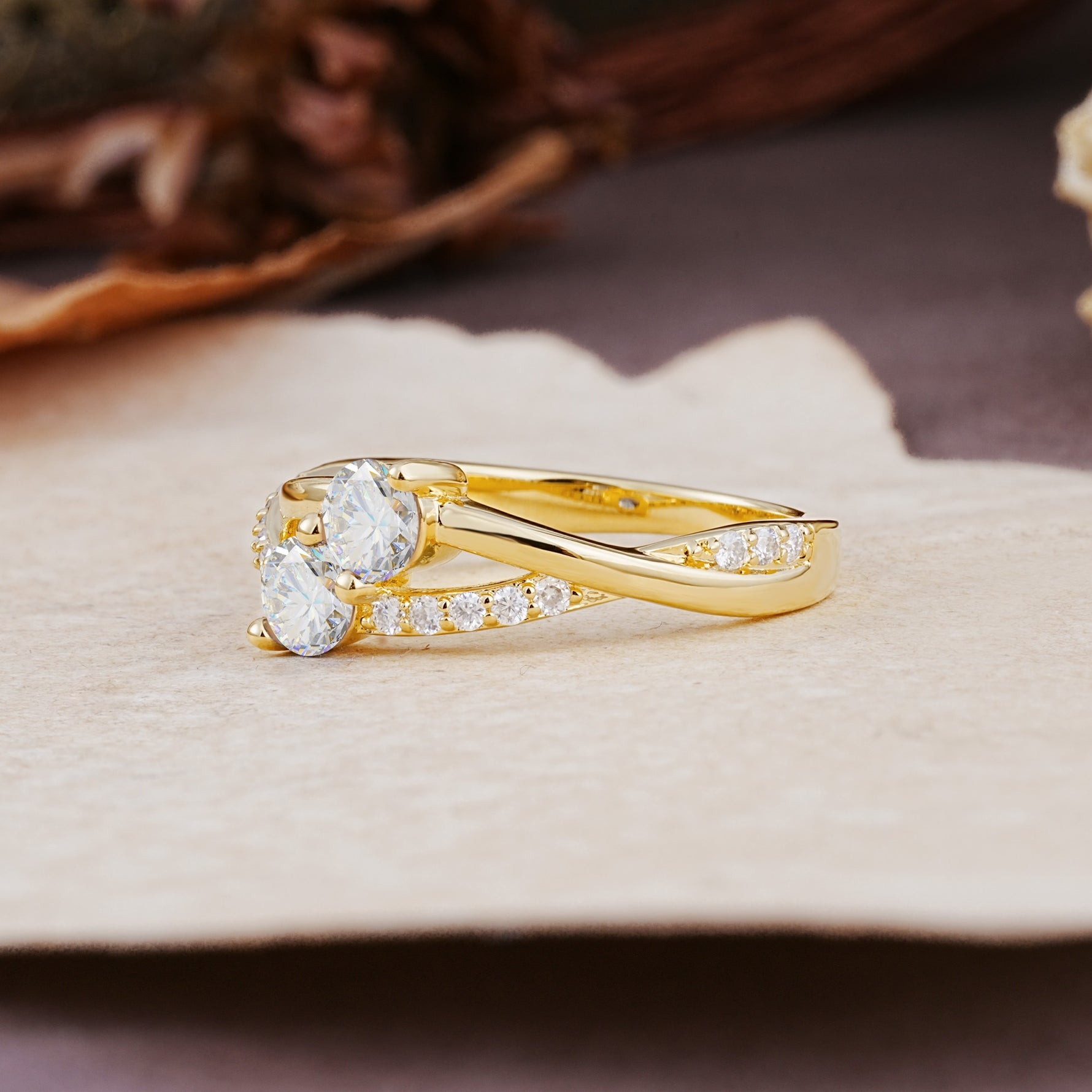 Unique Classic 3-Prong Round CutMoissanite Engagement Ring - Additional view