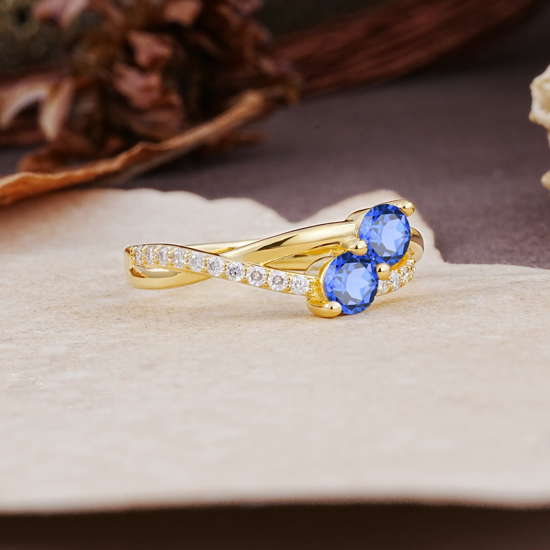 Unique Classic 3-Prong Round CutSapphire Engagement Ring - Additional view