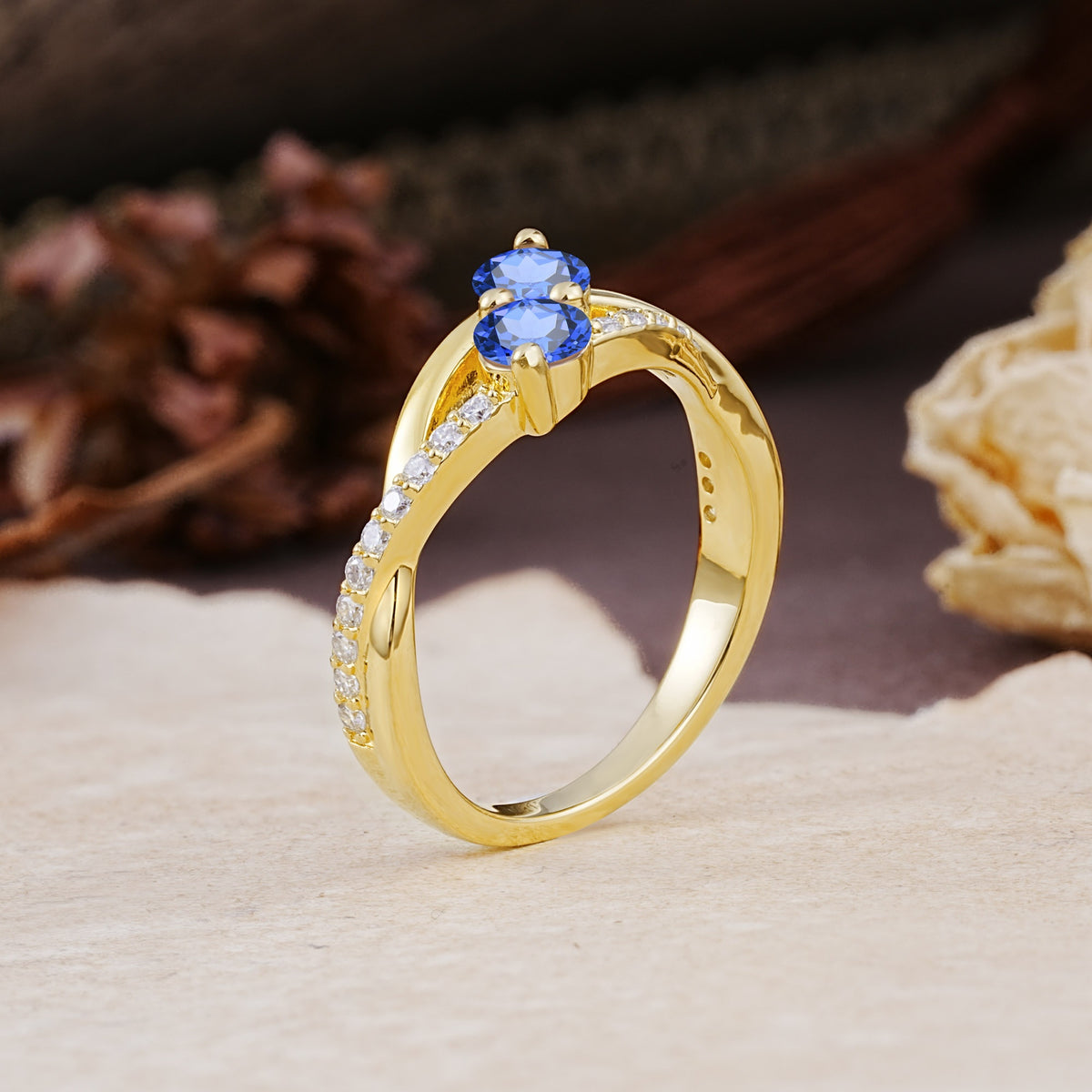 Unique Classic 3-Prong Round CutSapphire Engagement Ring - Additional view