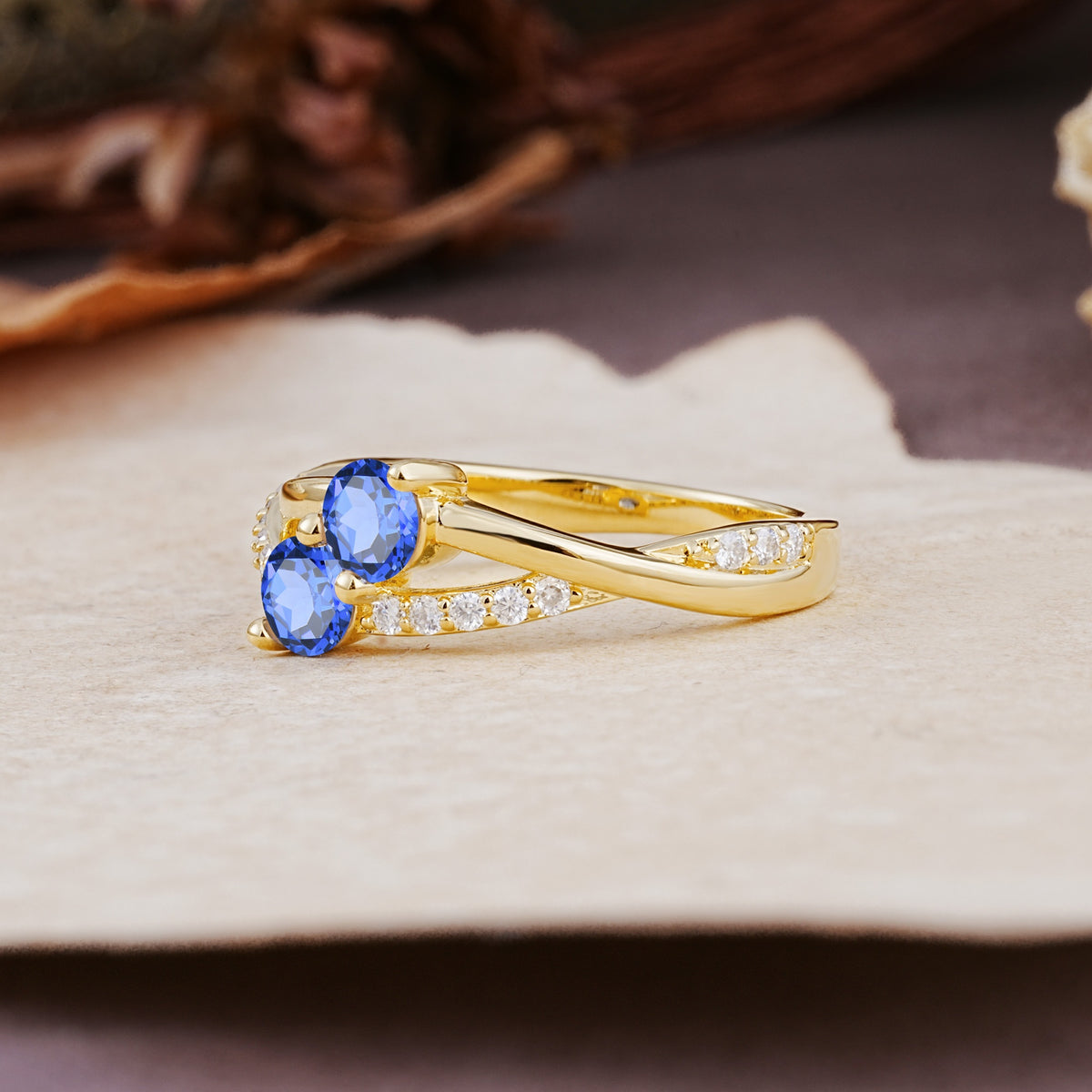 Unique Classic 3-Prong Round CutSapphire Engagement Ring - Additional view