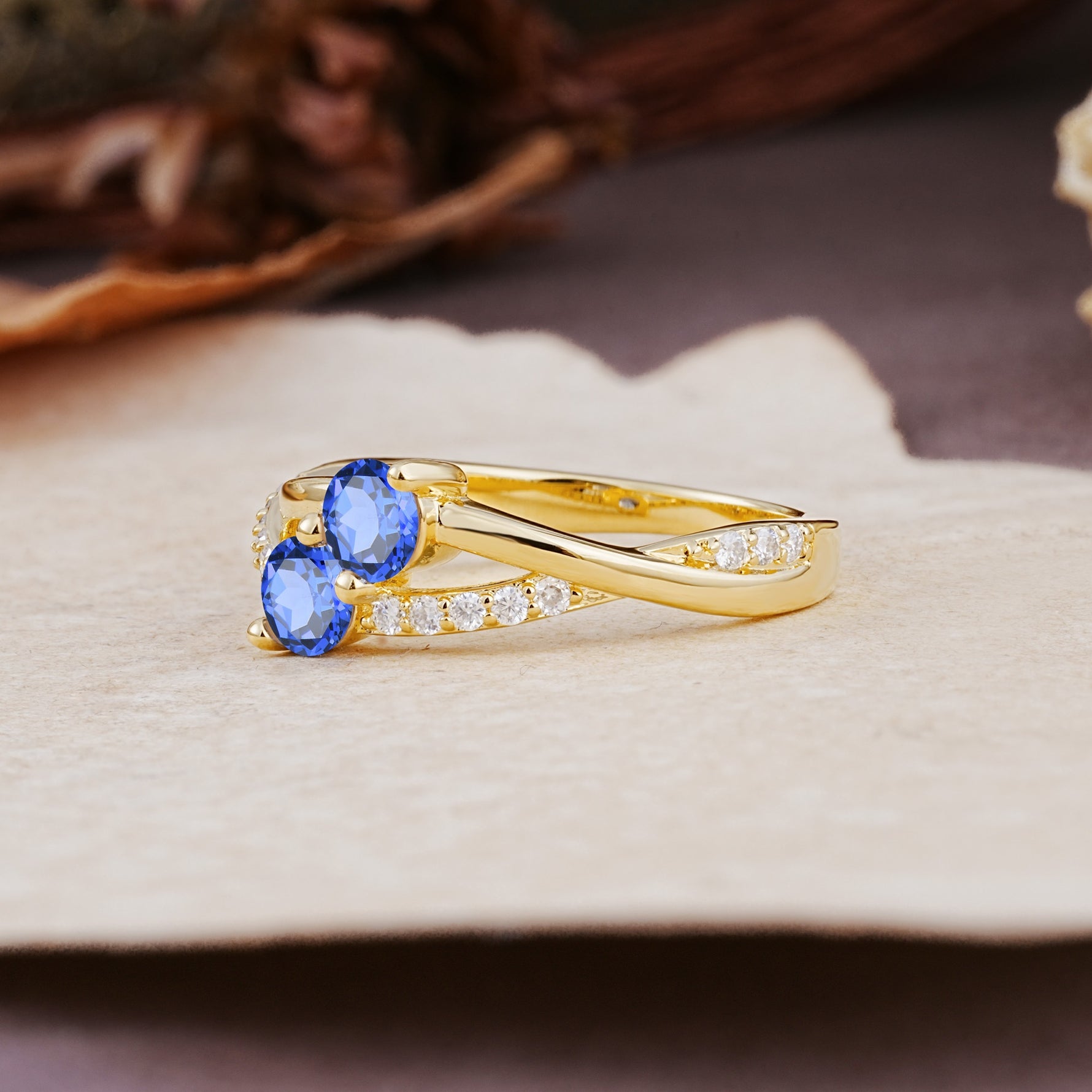 Unique Classic 3-Prong Round CutSapphire Engagement Ring - Additional view
