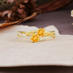 Unique Classic 3-Prong Round CutCitrine Engagement Ring - Additional view
