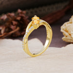 Unique Classic 3-Prong Round CutCitrine Engagement Ring - Additional view