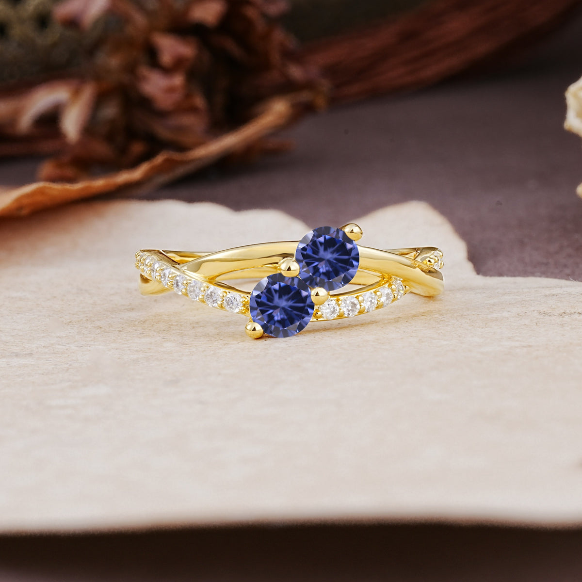 Unique Classic 3-Prong Round CutTanzanite Engagement Ring - Additional view