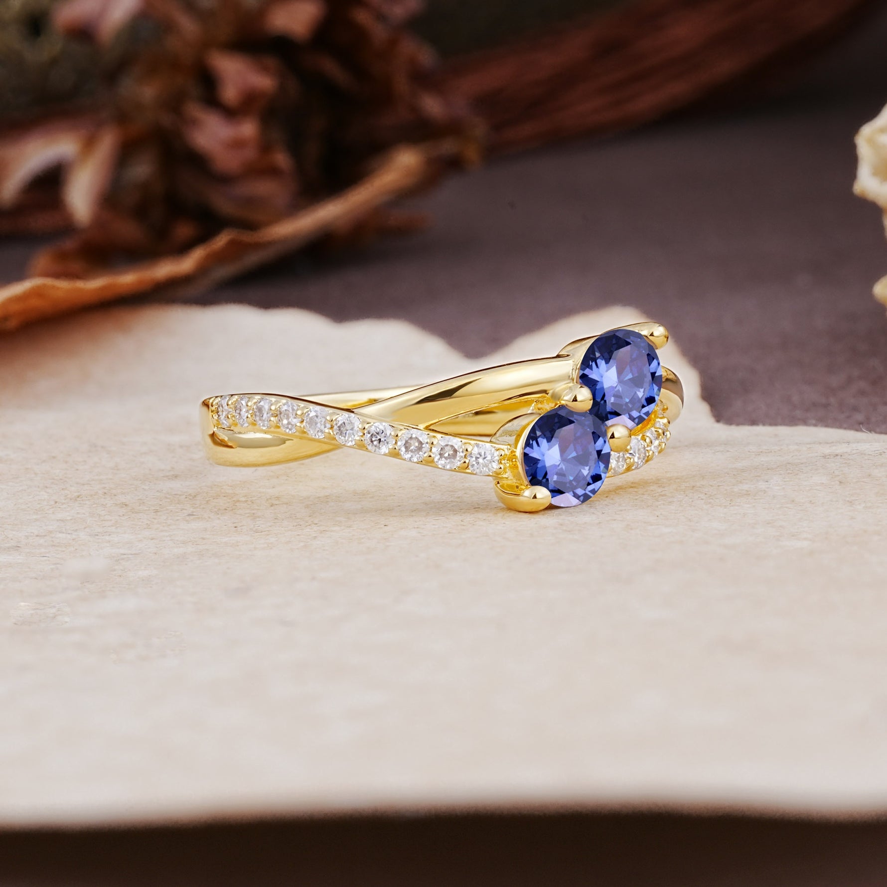 Unique Classic 3-Prong Round CutTanzanite Engagement Ring - Additional view