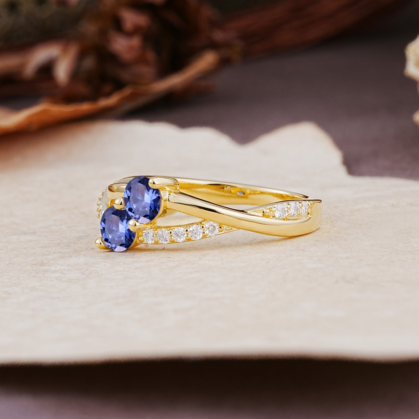 Unique Classic 3-Prong Round CutTanzanite Engagement Ring - Additional view