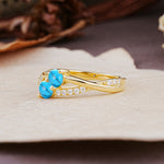 Unique Classic 3-Prong Round CutTurquoise Engagement Ring - Additional view