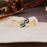 Unique Classic 3-Prong Round CutBlack Rutilated Quartz Engagement Ring - Additional view