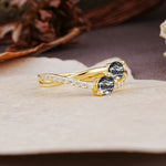 Unique Classic 3-Prong Round CutBlack Rutilated Quartz Engagement Ring - Additional view