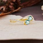 Unique Classic 3-Prong Round CutMoss Agate Engagement Ring - Additional view