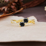 Unique Classic 3-Prong Round CutBlack Onyx Engagement Ring - Additional view