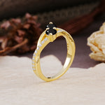 Unique Classic 3-Prong Round CutBlack Onyx Engagement Ring - Additional view