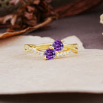 Unique Classic 3-Prong Round CutAmethyst Engagement Ring - Additional view