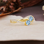 Unique Classic 3-Prong Round CutAquamarine Engagement Ring - Additional view