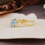 Unique Classic 3-Prong Round CutAquamarine Engagement Ring - Additional view
