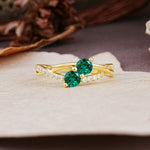 Unique Classic 3-Prong Round CutEmerald Engagement Ring - Additional view