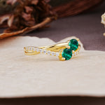 Unique Classic 3-Prong Round CutEmerald Engagement Ring - Additional view