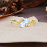 Unique Classic 3-Prong Round CutMoonstone Engagement Ring - Additional view
