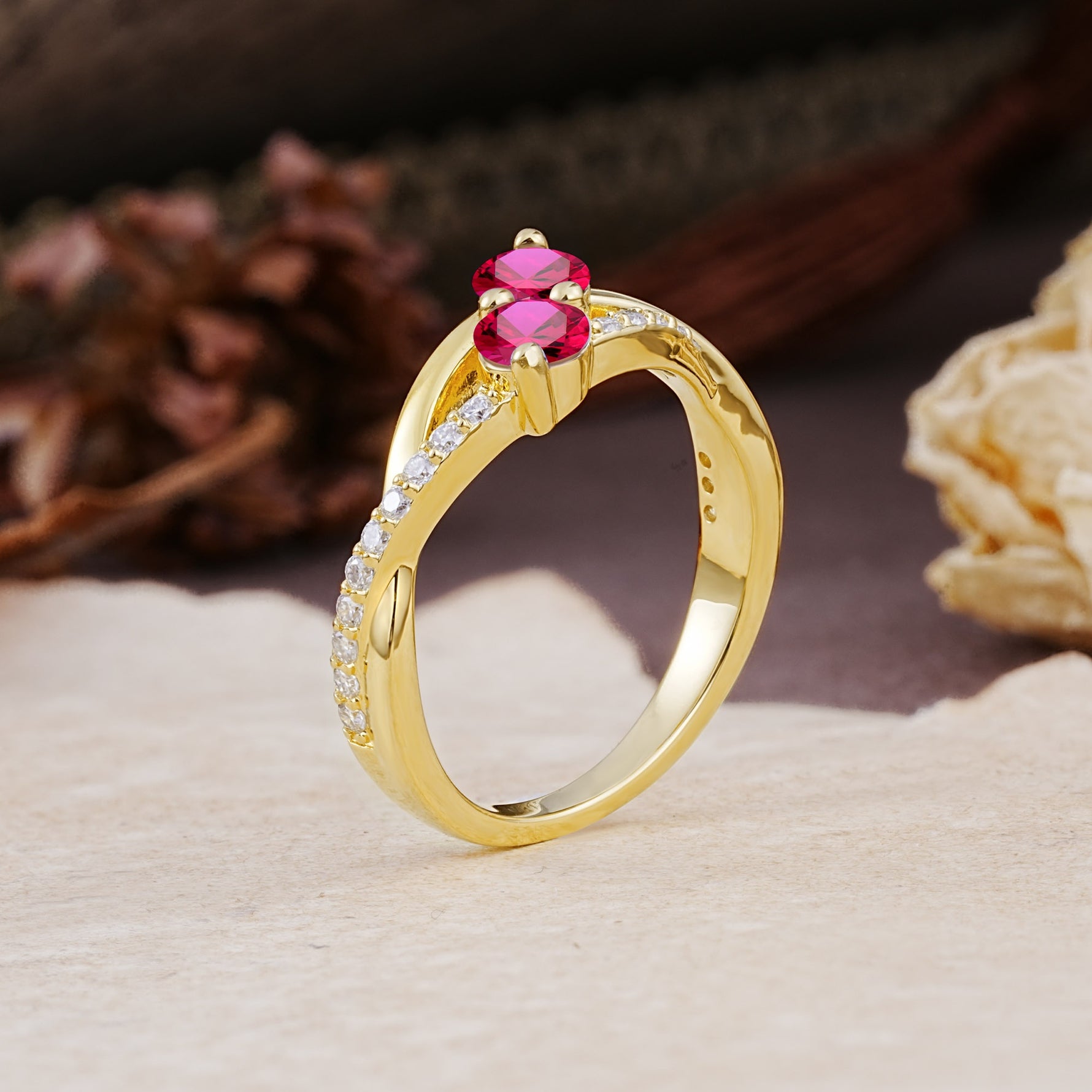 Unique Classic 3-Prong Round CutRuby Engagement Ring - Additional view