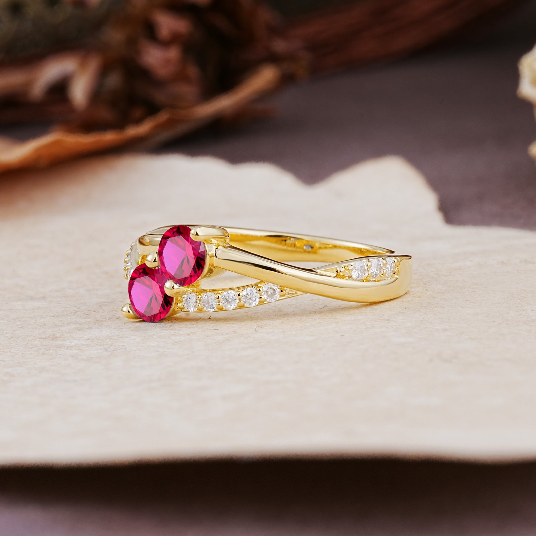 Unique Classic 3-Prong Round CutRuby Engagement Ring - Additional view