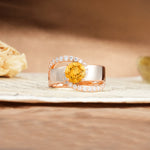 Retro-Luxe Twisted 4-Prong Round Cut Citrine Engagement Ring - Additional view