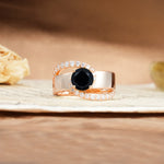 Retro-Luxe Twisted 4-Prong Round Cut Black Onyx Engagement Ring - Additional view