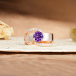 Retro-Luxe Twisted 4-Prong Round Cut Amethyst Engagement Ring - Additional view