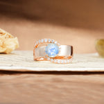 Retro-Luxe Twisted 4-Prong Round Cut Moonstone Engagement Ring - Additional view
