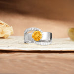Retro-Luxe Twisted 4-Prong Round Cut Citrine Engagement Ring - Additional view