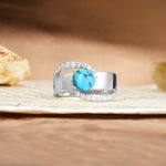 Retro-Luxe Twisted 4-Prong Round Cut Turquoise Engagement Ring - Additional view